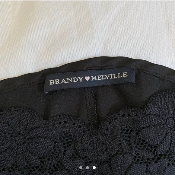 Brandy Melville Satin Silk lace top in black - Picture 3 of 3